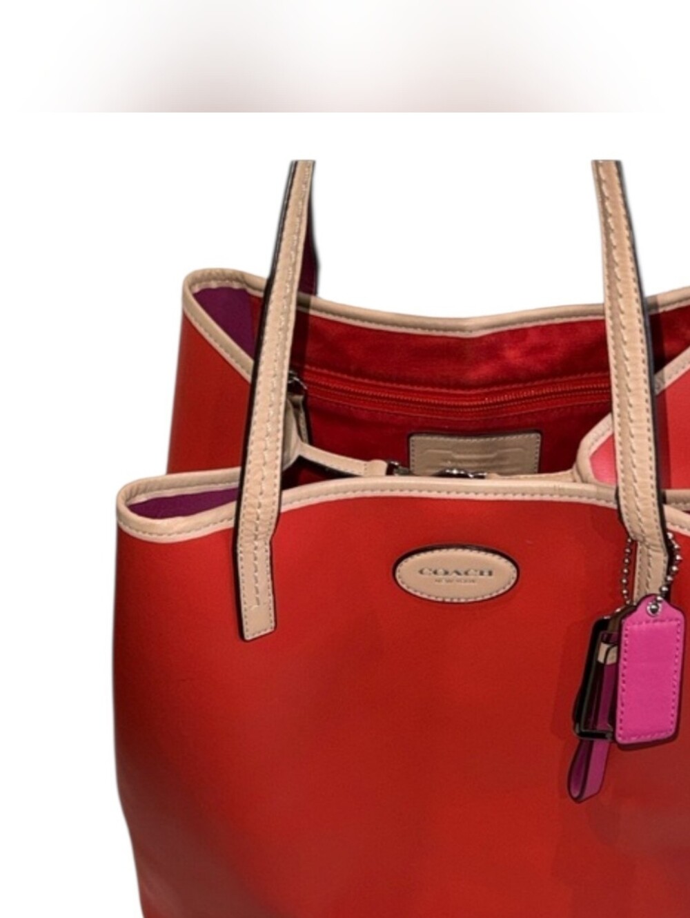 Coach Metro Leather Tote Style Number #F31326 In The Vermillion - Picture 3 of 5